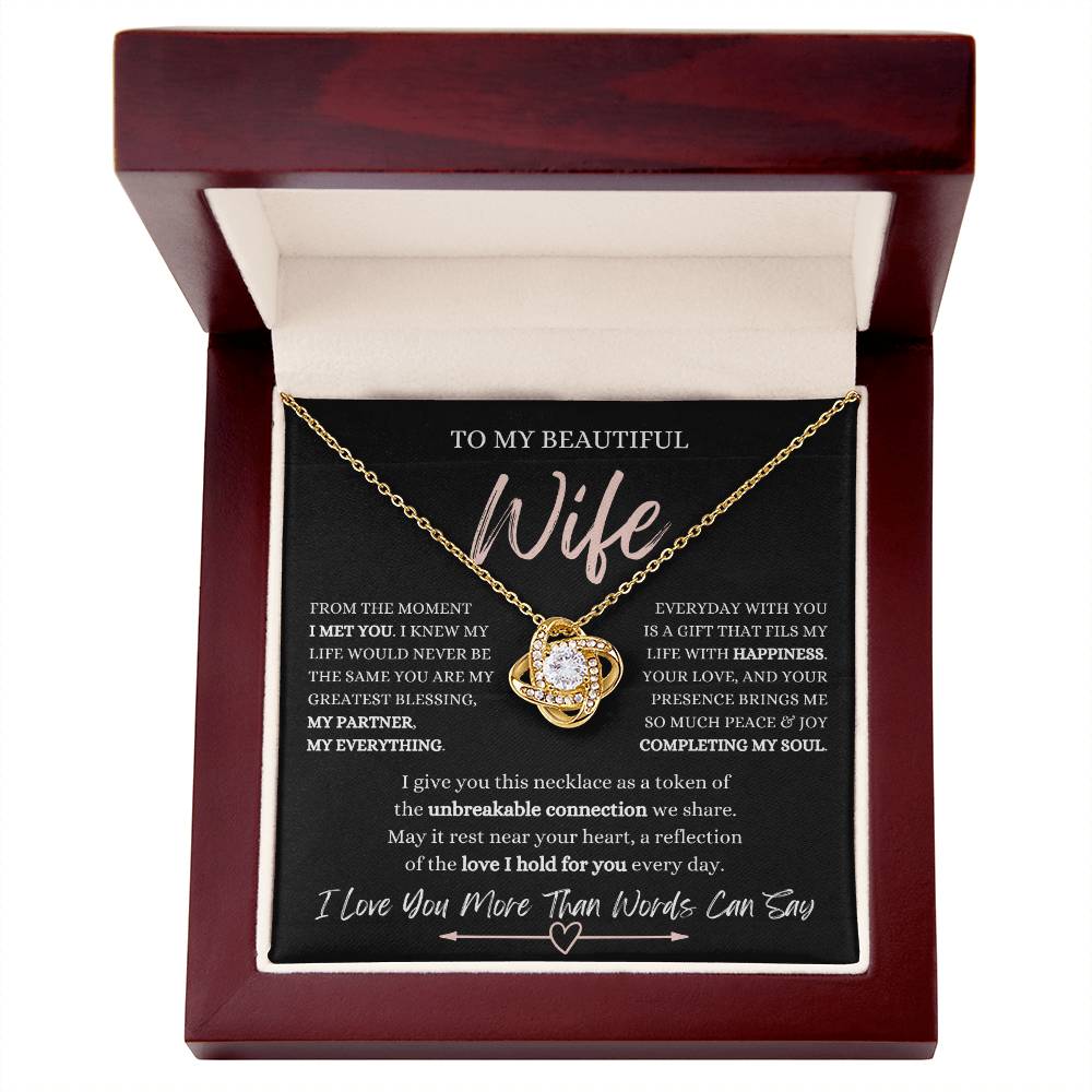 To My Beautiful Wife-Love Knot Necklace