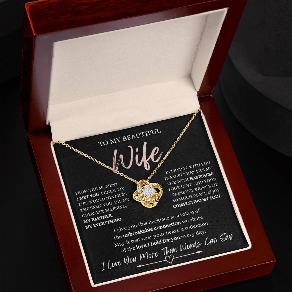 To My Beautiful Wife-Love Knot Necklace