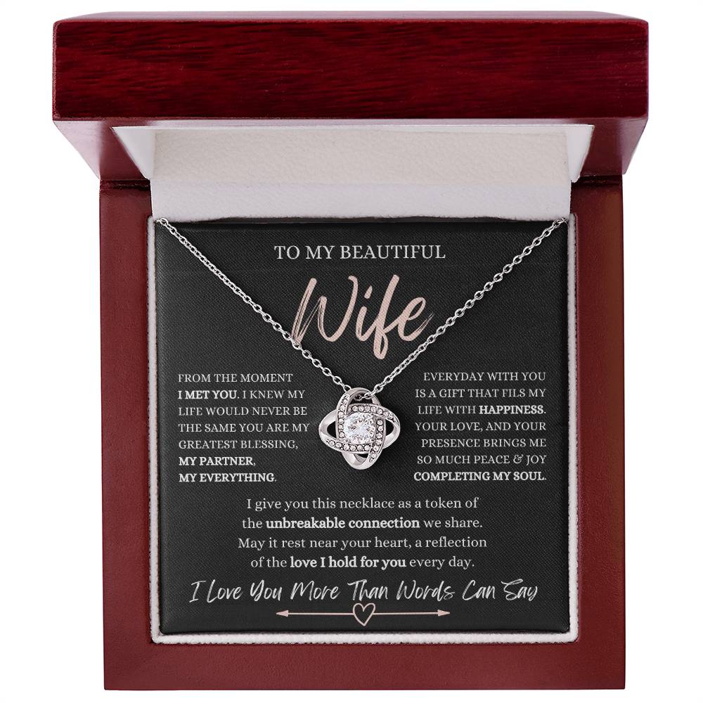 To My Beautiful Wife-Love Knot Necklace