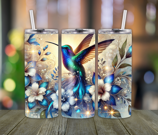Hummingbird & Blossoms Tumbler – 20oz Bird & Flower Cup for Nature-Loving Girls, Moms & Grandmas | Peaceful Gift Idea