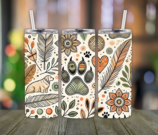 Floral Bear Paw Tumbler – 20oz Cup for Outdoorsy Girls & Nature-Loving Women | Cute Wilderness Gift for Her or Mom