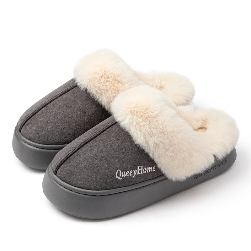 Queeyhome Winter Flat-Bottomed Cotton Slippers -Warm Cozy Indoor-Outdoor