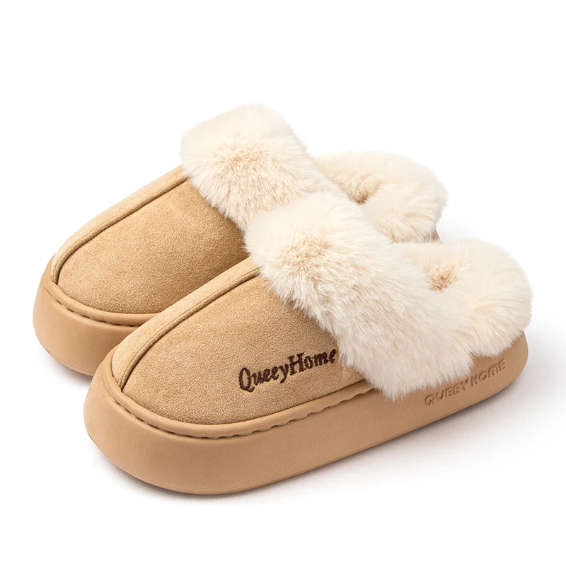 Queeyhome Winter Flat-Bottomed Cotton Slippers -Warm Cozy Indoor-Outdoor