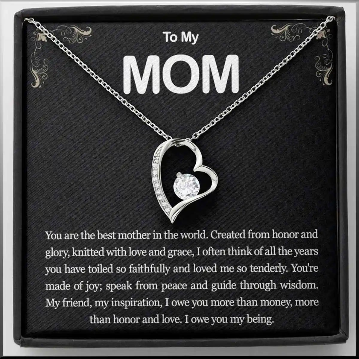 To My Mom- Classic Heart Necklace