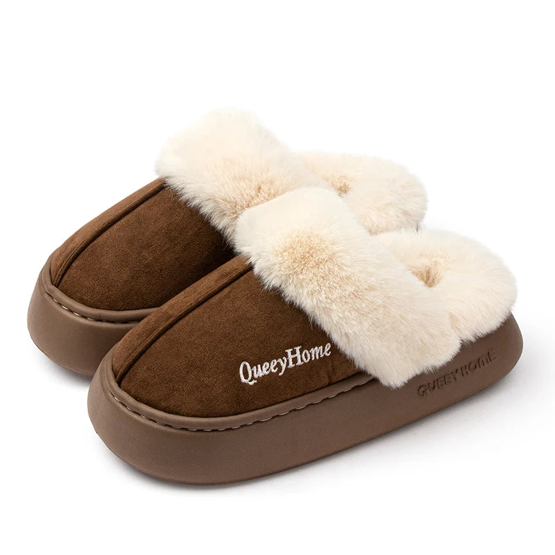 Queeyhome Winter Flat-Bottomed Cotton Slippers -Warm Cozy Indoor-Outdoor