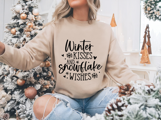 Winter Kisses Snowflake Wishes Winter/Fall Sweatshirt