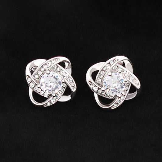 To My Wife/ Soulmate/ Daughter Matching Love Knot Stud Earrings