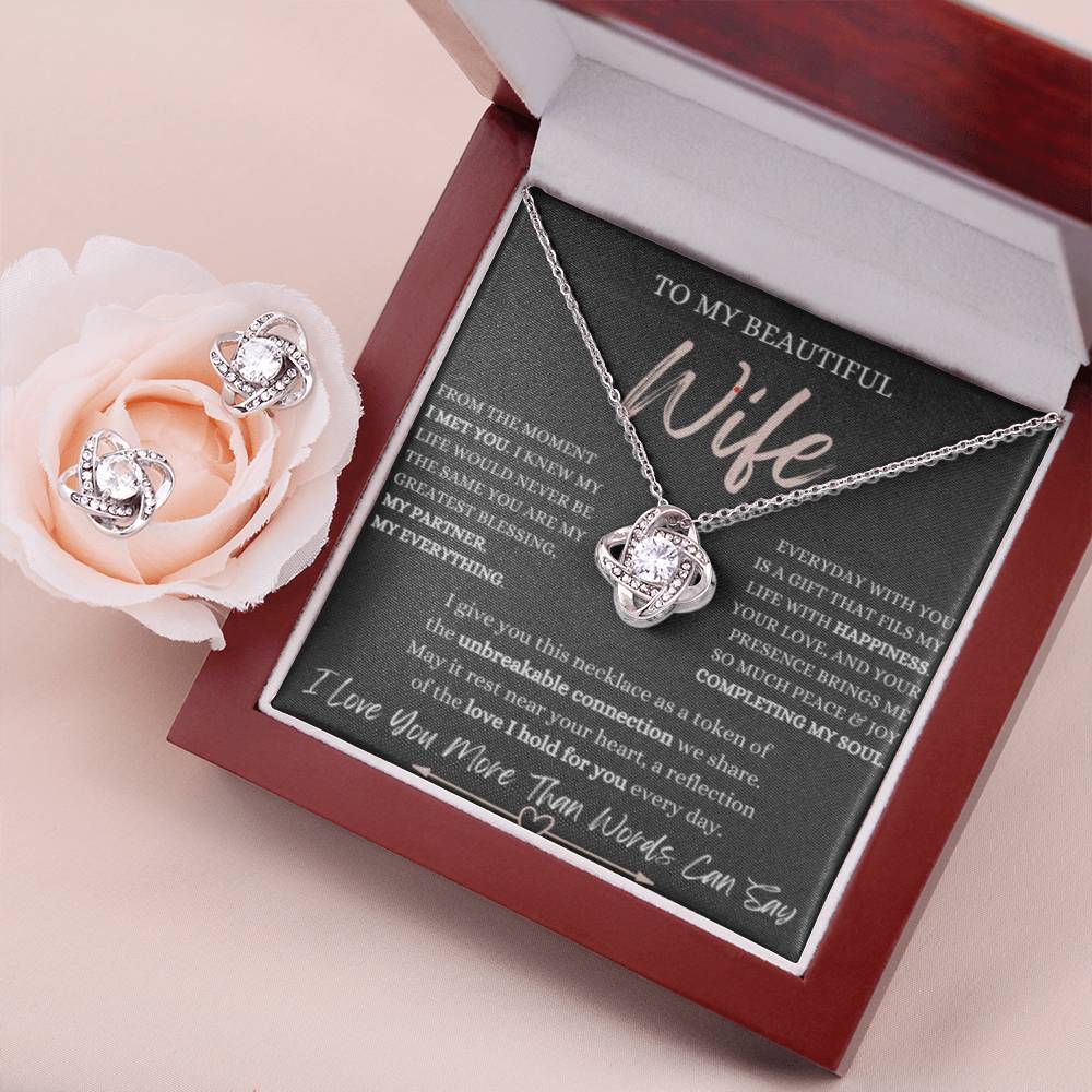 To My Beautiful Wife, From the moment I met you. - Forever Love Necklace & Earing Bundle