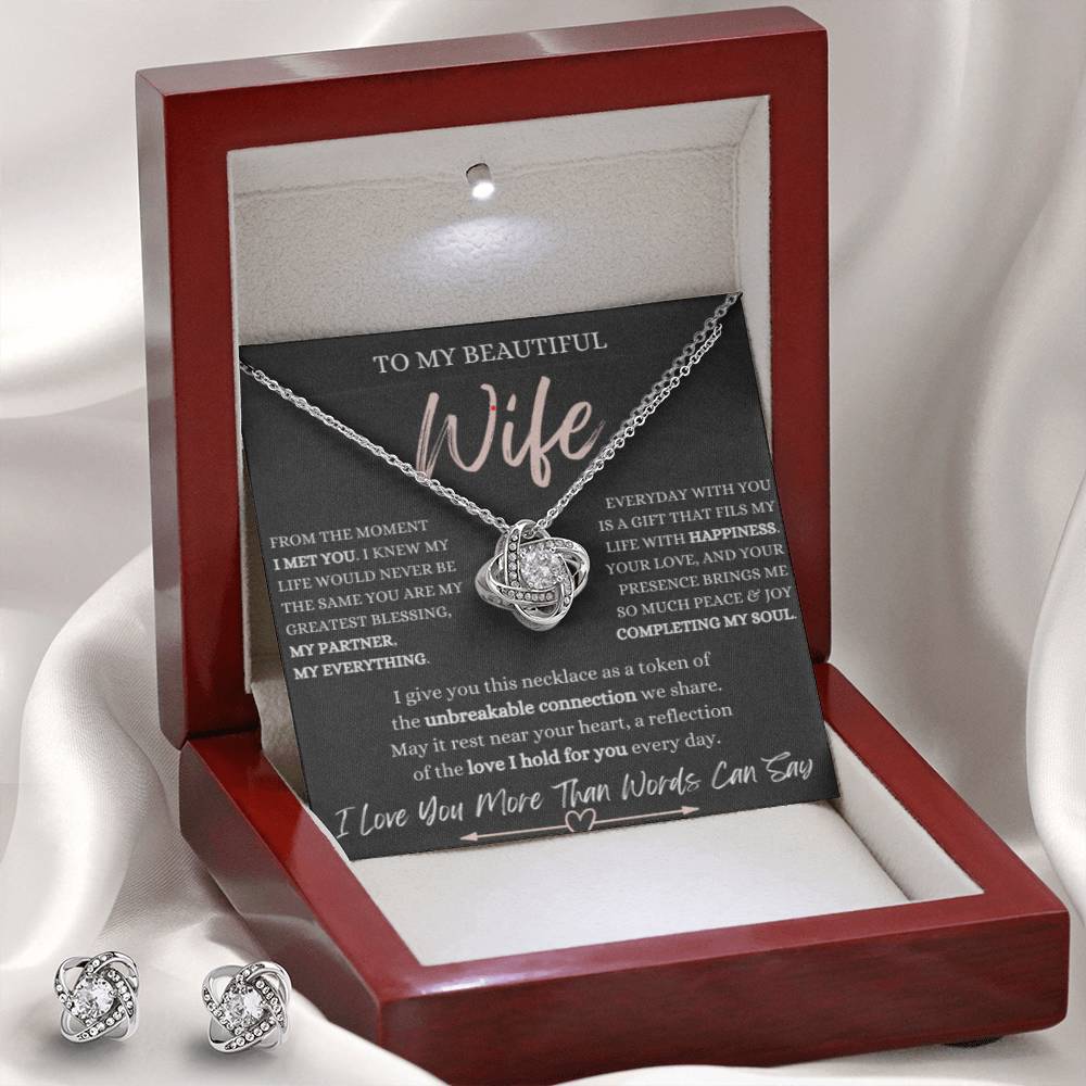 To My Beautiful Wife, From the moment I met you. - Forever Love Necklace & Earing Bundle